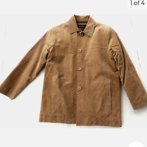 TRUMP PLAZA mens insulated tan suede split leather jacket SZL